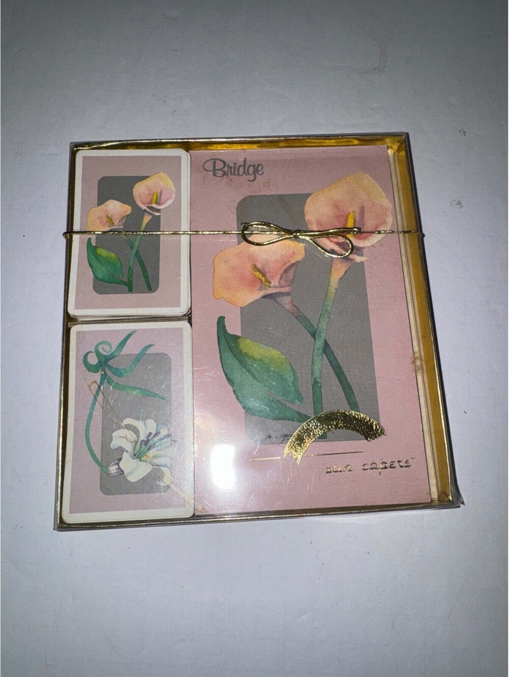 CASPARi Vintage Floral Bridge Playing Card Large Print Card Set Lightly Used
